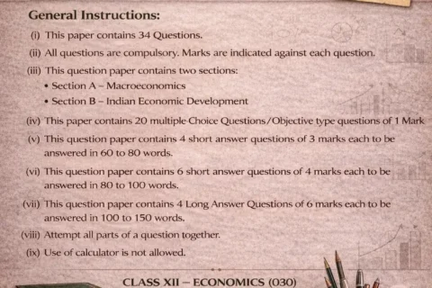 Class XII CBSE Economics Practice Question Paper