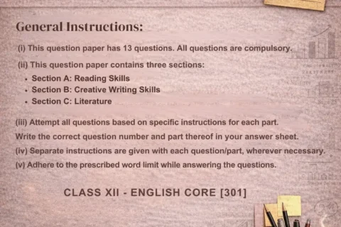Class XII CBSE English Core Practice Question Paper