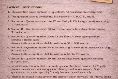 Class XII CBSE Geography Practice Question Paper