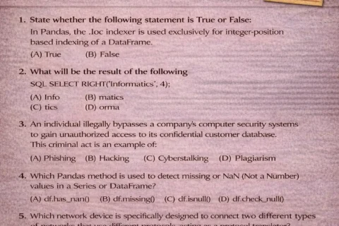 Class XII CBSE Informatics Practices Practice Question Paper